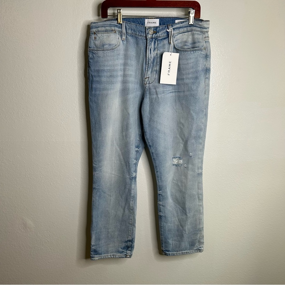 NWT FRAME Denim 100% Cotton Le High Straight Jean in Winslow Light Wash Size 31